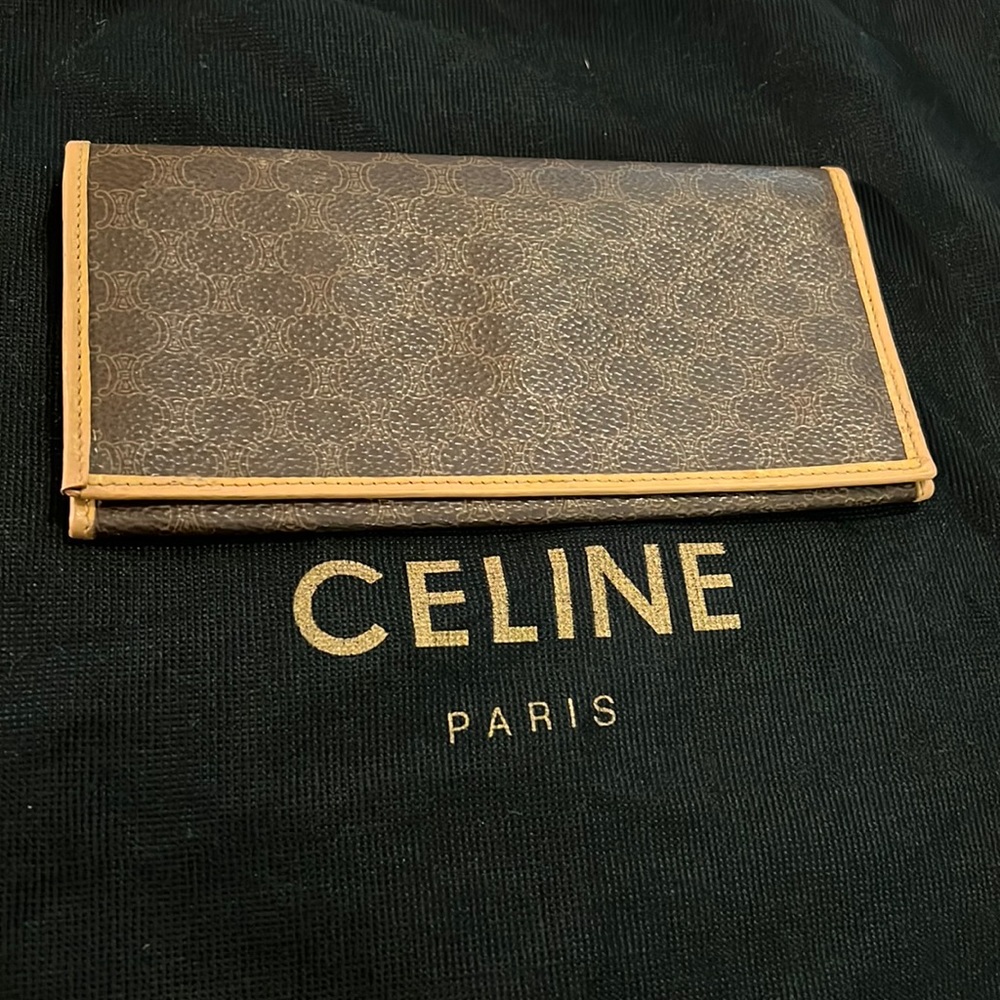 Authentic Celine logo vintage long wallet